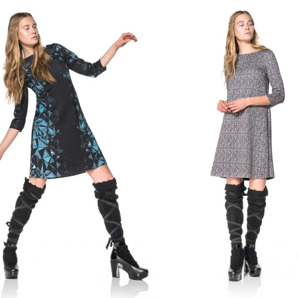 Animapop Photoprint Reversible Longsleeve Lazer Cut Scuba Dress -M-